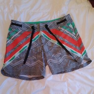 Prana Women's Geometric Athletic Shorts - Red, Green, Black - XS (New)